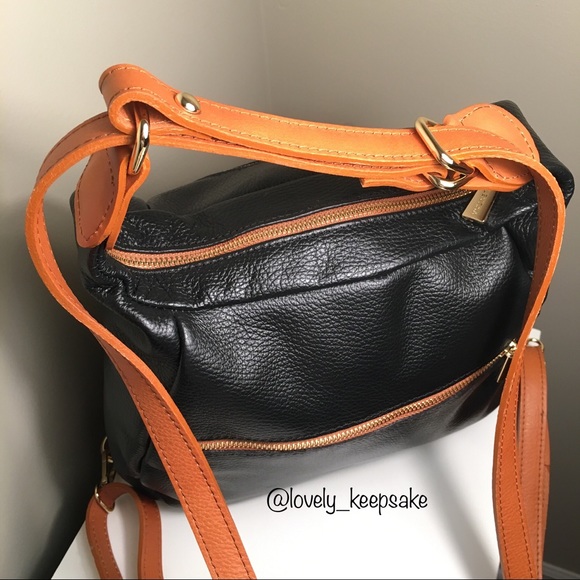 NEW Black & Brown Italian Leather Valentina Purse - Picture 4 of 8